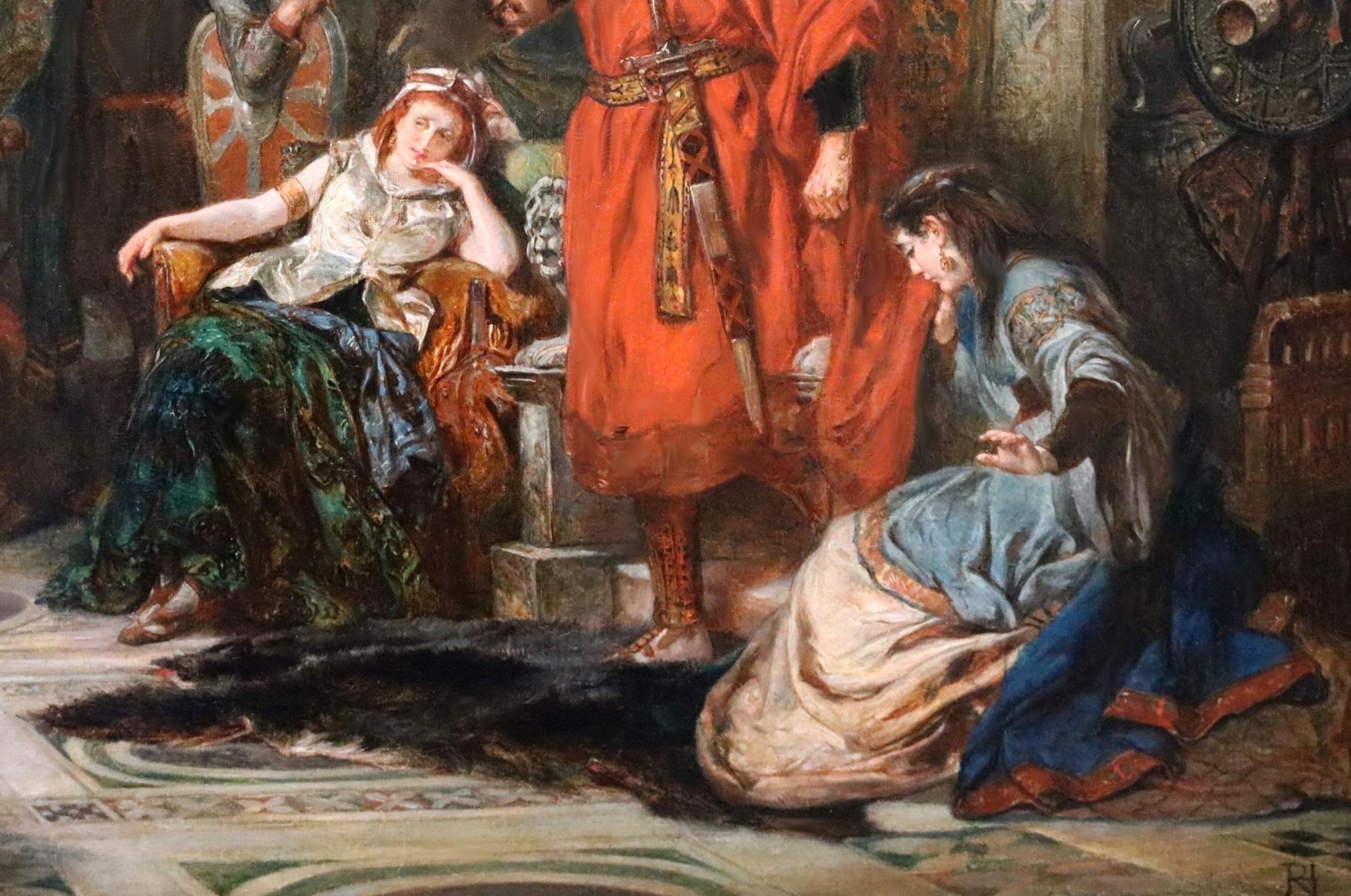Banishment of Cordelia - Peinture à l'huile du 19ème siècle du roi Lear Shakespeare 2