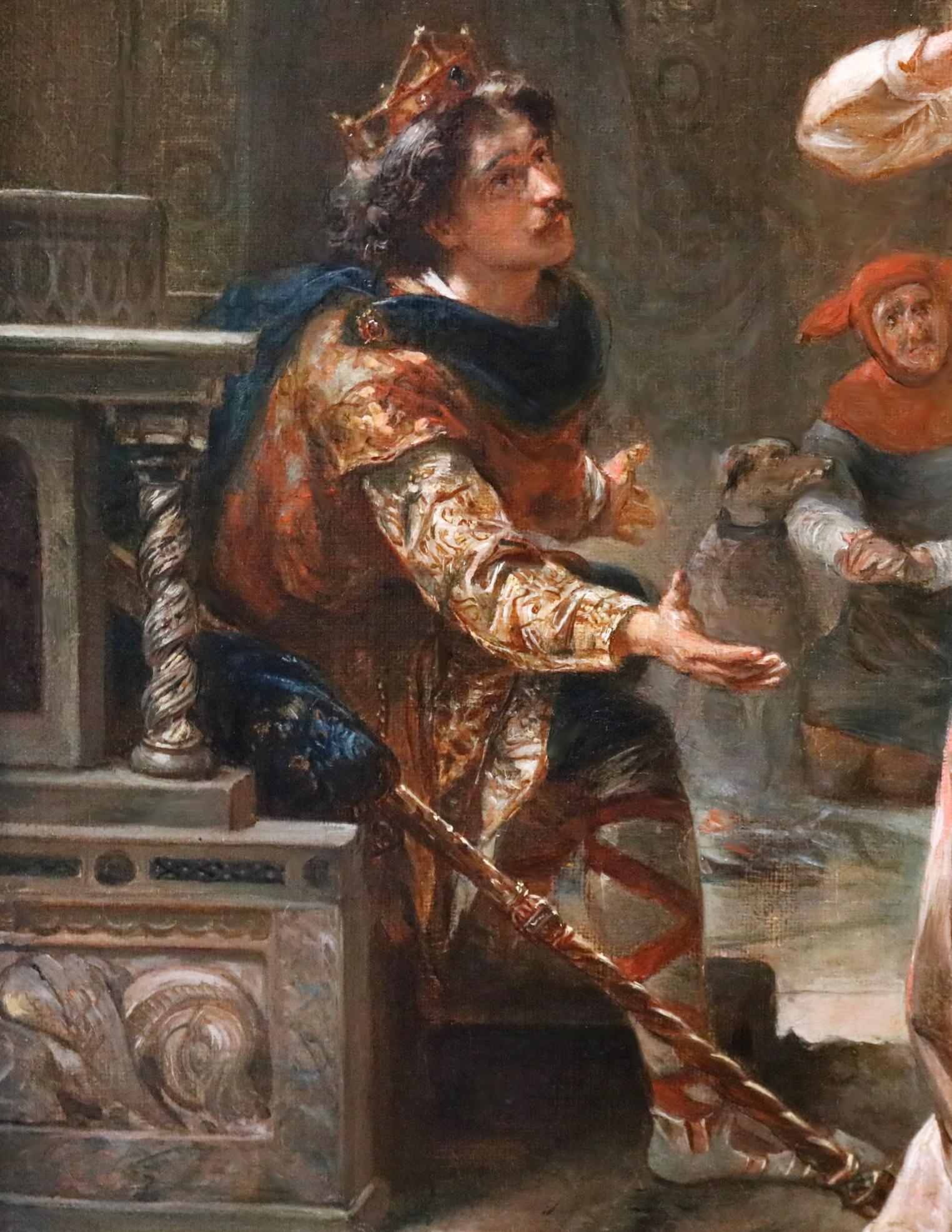 Banishment of Cordelia - Peinture à l'huile du 19ème siècle du roi Lear Shakespeare 4