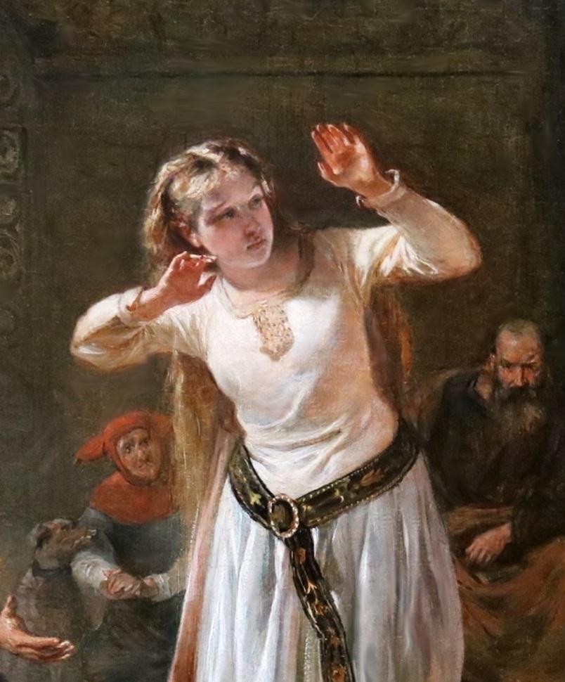Banishment of Cordelia - Peinture à l'huile du 19ème siècle du roi Lear Shakespeare 5