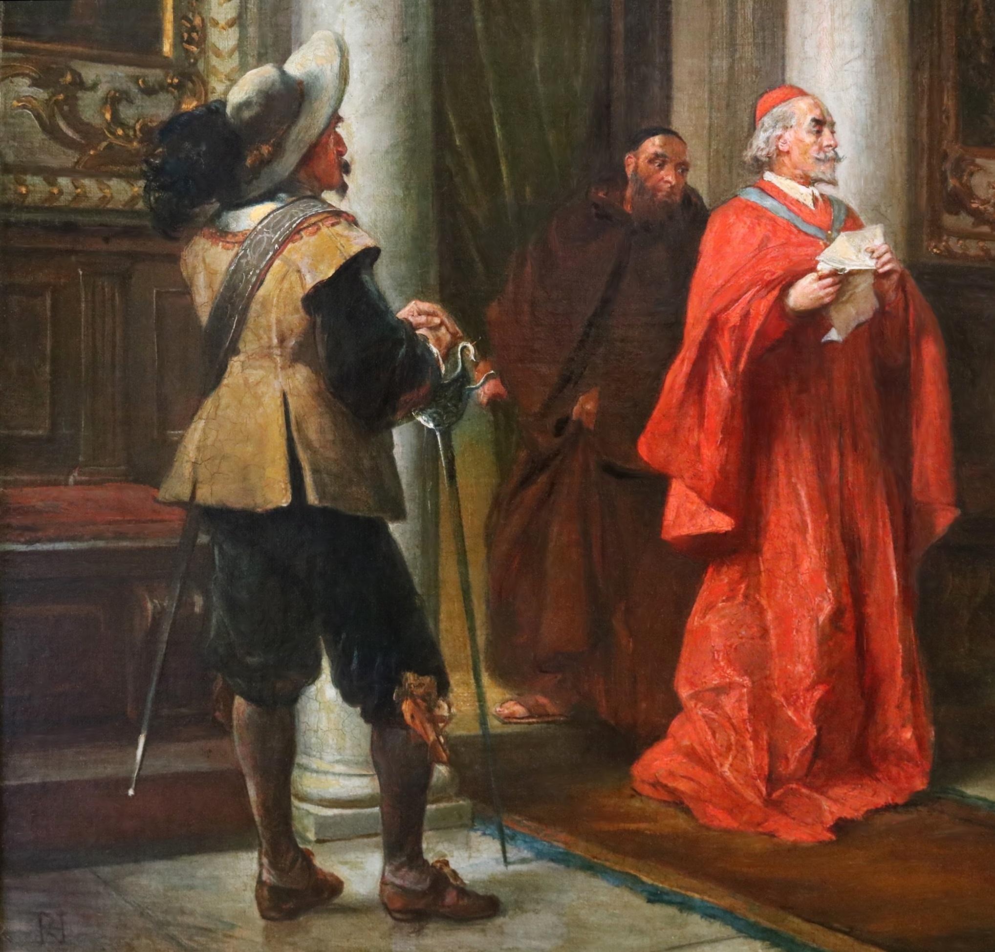 Cardinal Richelieu - 19th Century Oil Painting of French Statesman English Novel 2