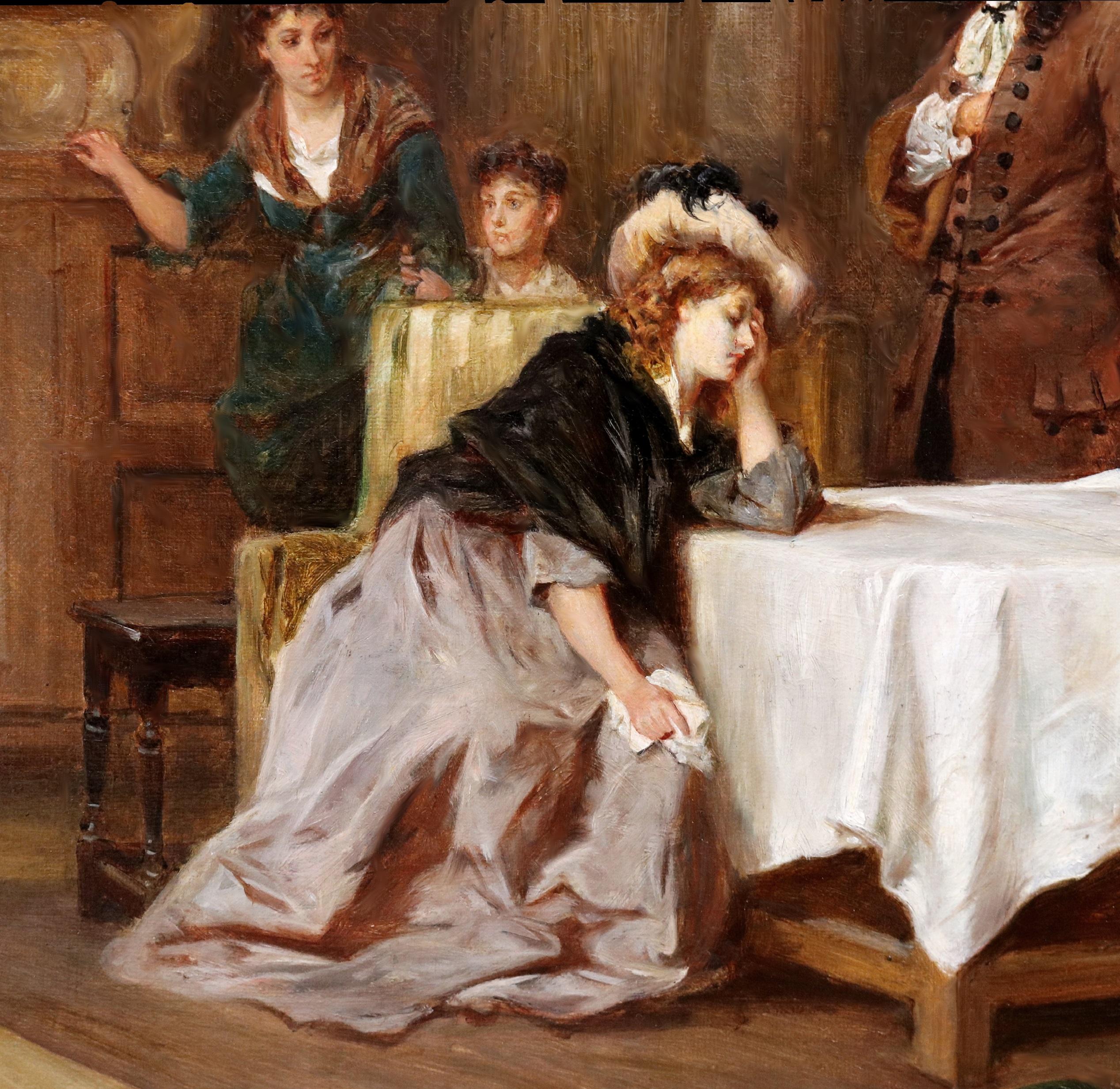 Re Luigi XVI e Marie Antoinette - Pittura ad olio del XIX secolo Rivoluzione francese 1