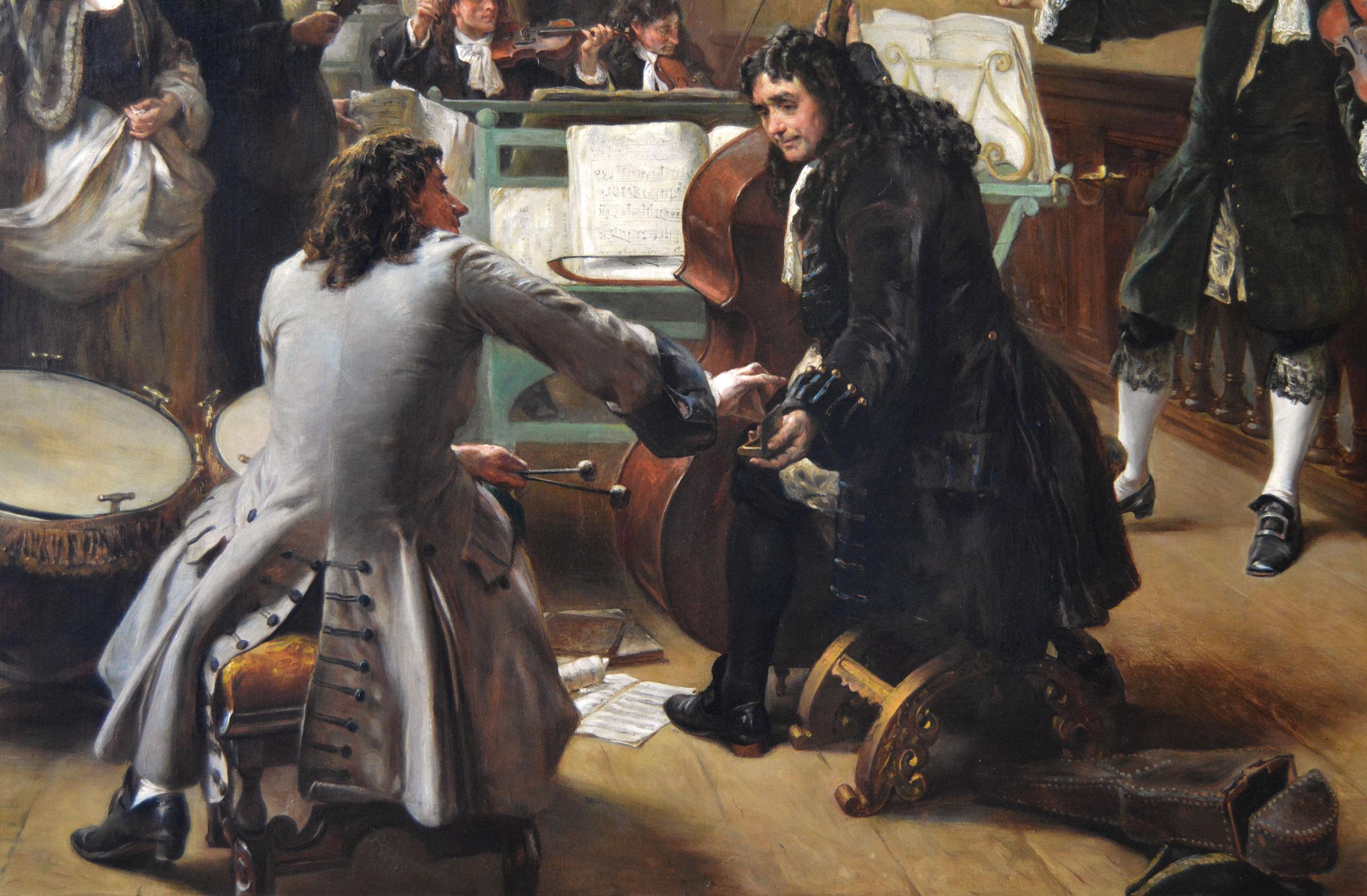 Großes historisches Genre-Ölgemälde einer Gruppe von Musikern aus dem 19. Jahrhundert (Viktorianisch), Painting, von Robert Alexander Hillingford