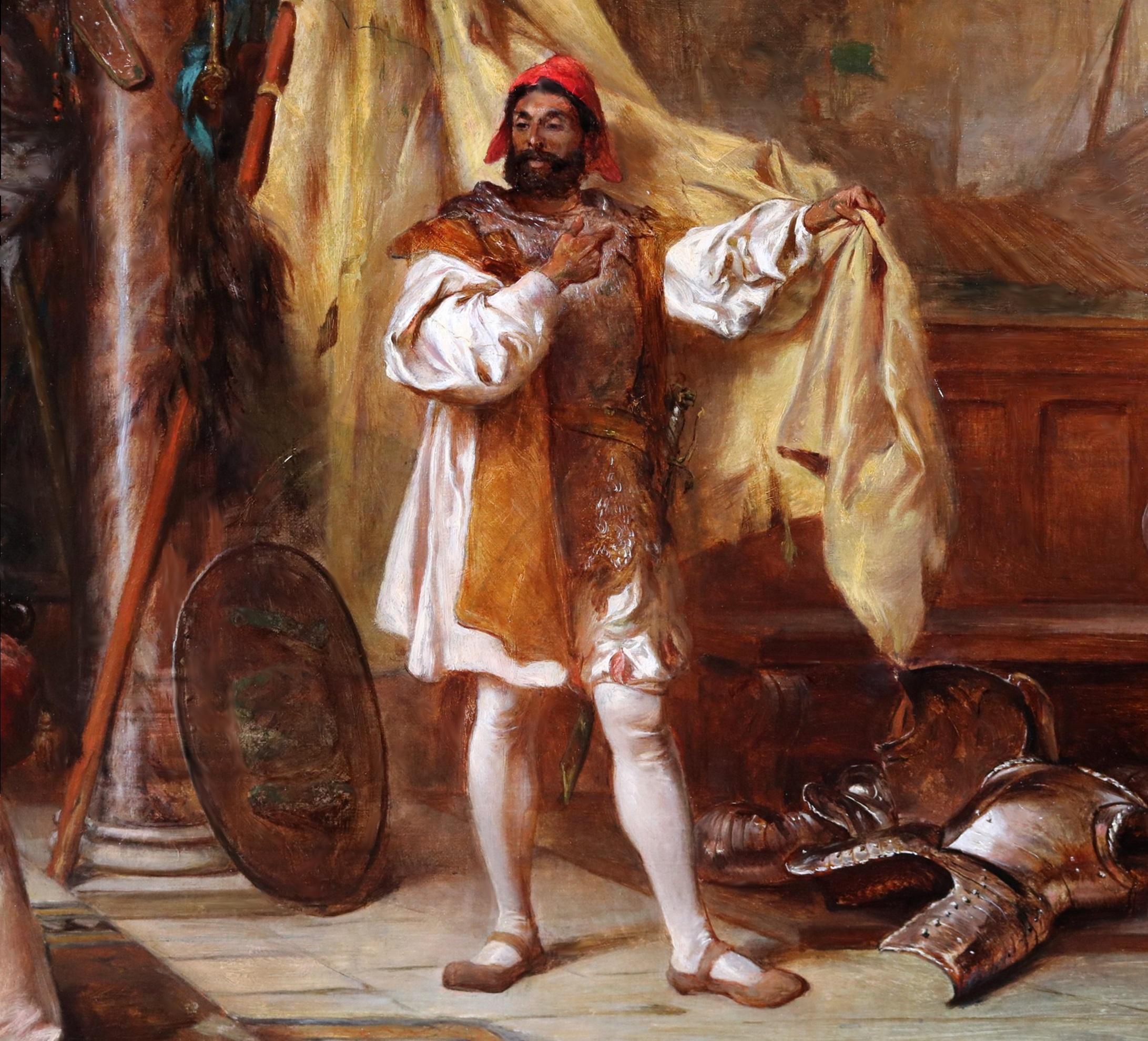 'Othello racontant ses aventures à Desdémone et Brabantio' par Robert Alexander Hillingford (1828-1904). 

Le tableau, qui représente le général vénitien de Shakespeare, son amante Desdémone et le père sénateur de celle-ci, est signé par l'artiste