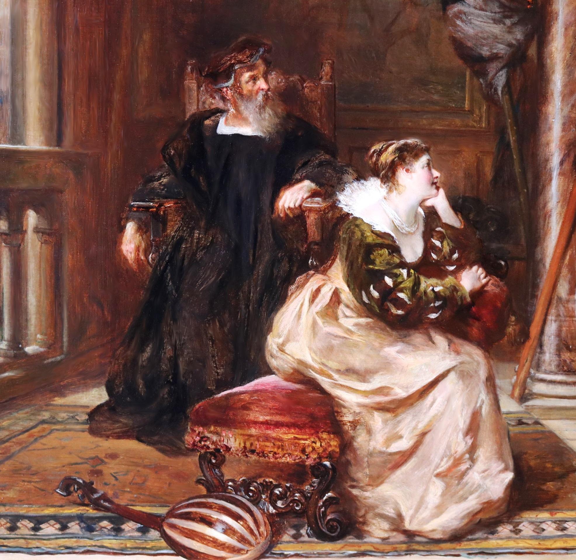 Othello & Desdemona - Peinture à l'huile du 19ème siècle de la pièce de Shakespeare Venise Italie en vente 1