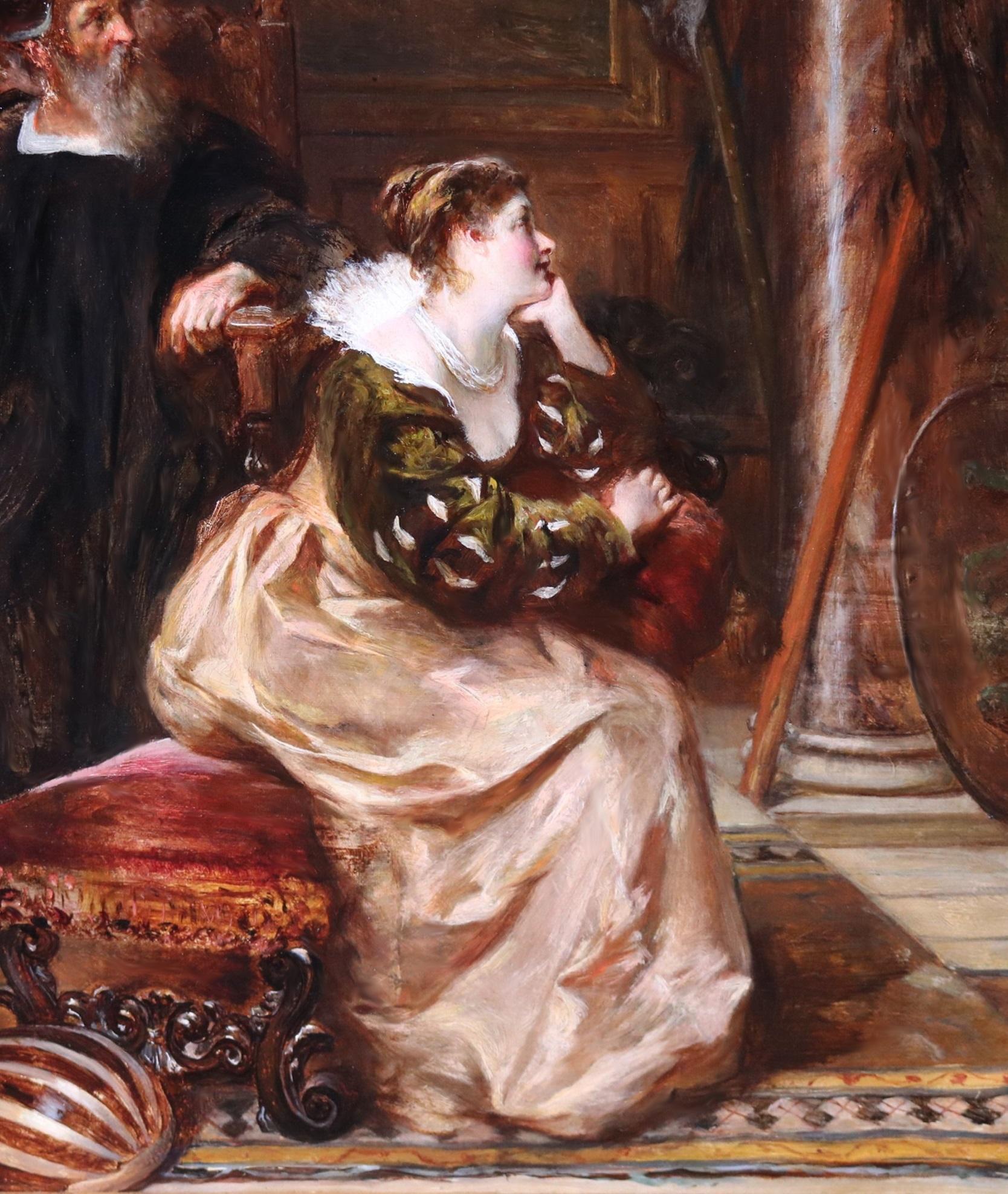 Othello & Desdemona - Peinture à l'huile du 19ème siècle de la pièce de Shakespeare Venise Italie en vente 2