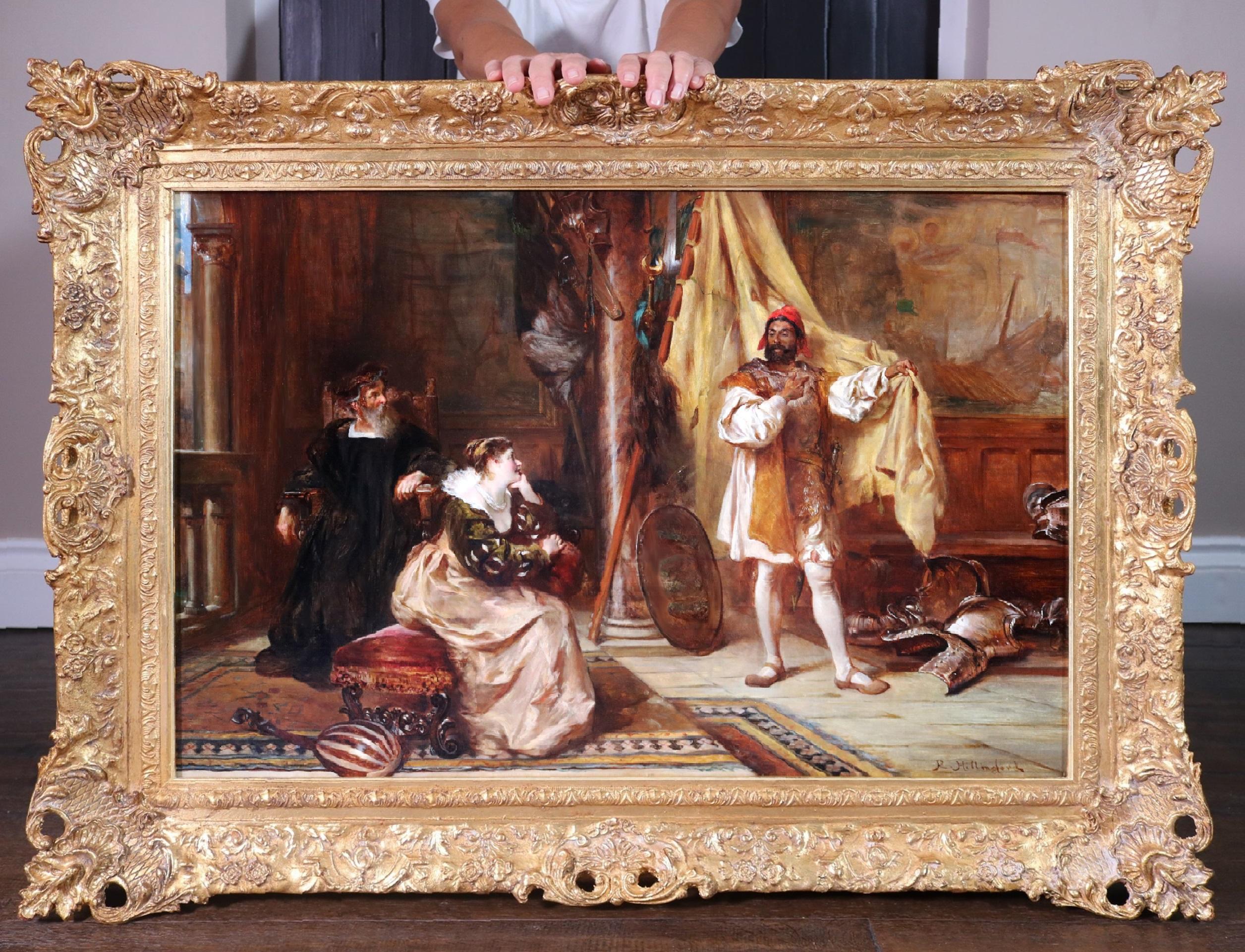 Robert Alexander Hillingford Figurative Painting - Othello & Desdemona - 19th Century Oil Painting of Shakespeare Play Venice Italy