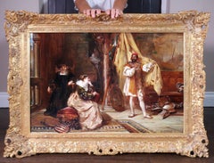 Othello & Desdemona - Peinture à l'huile du 19ème siècle de la pièce de Shakespeare Venise Italie
