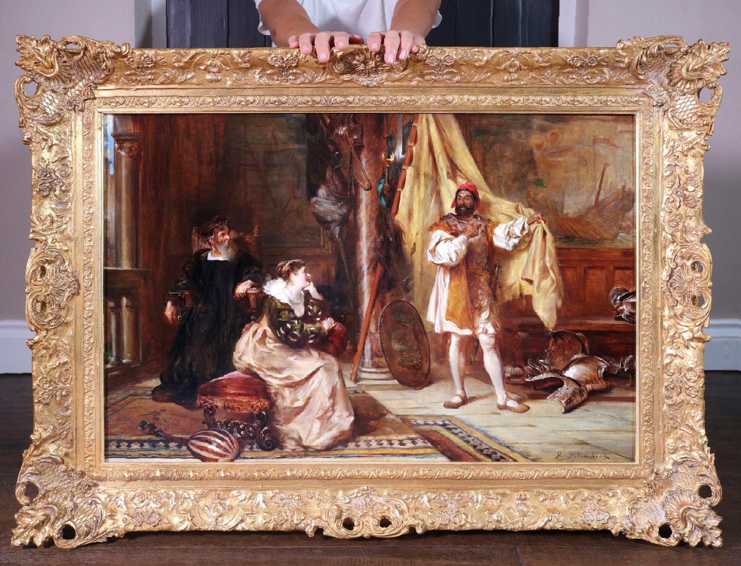 Portrait Painting di Robert Alexander Hillingford - Otello e Desdemona - Pittura ad olio del XIX secolo di Shakespeare Venezia Italia