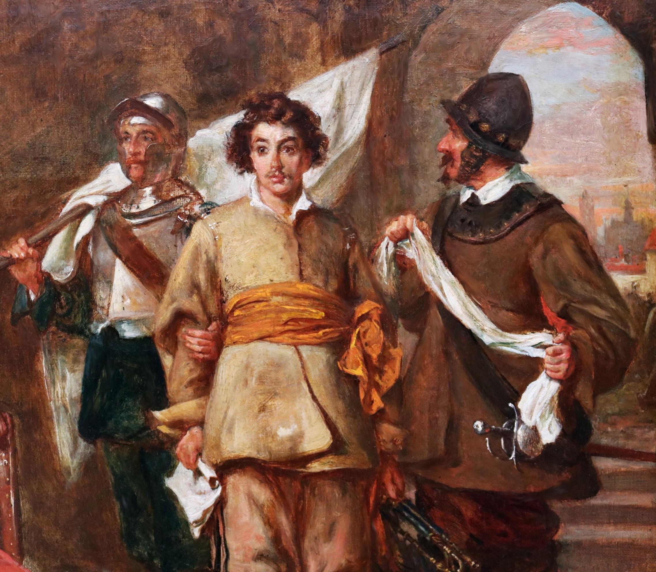Siège d'Oxford - peinture à l'huile du 19e siècle Guerre civile anglaise Charles I Cromwell 1
