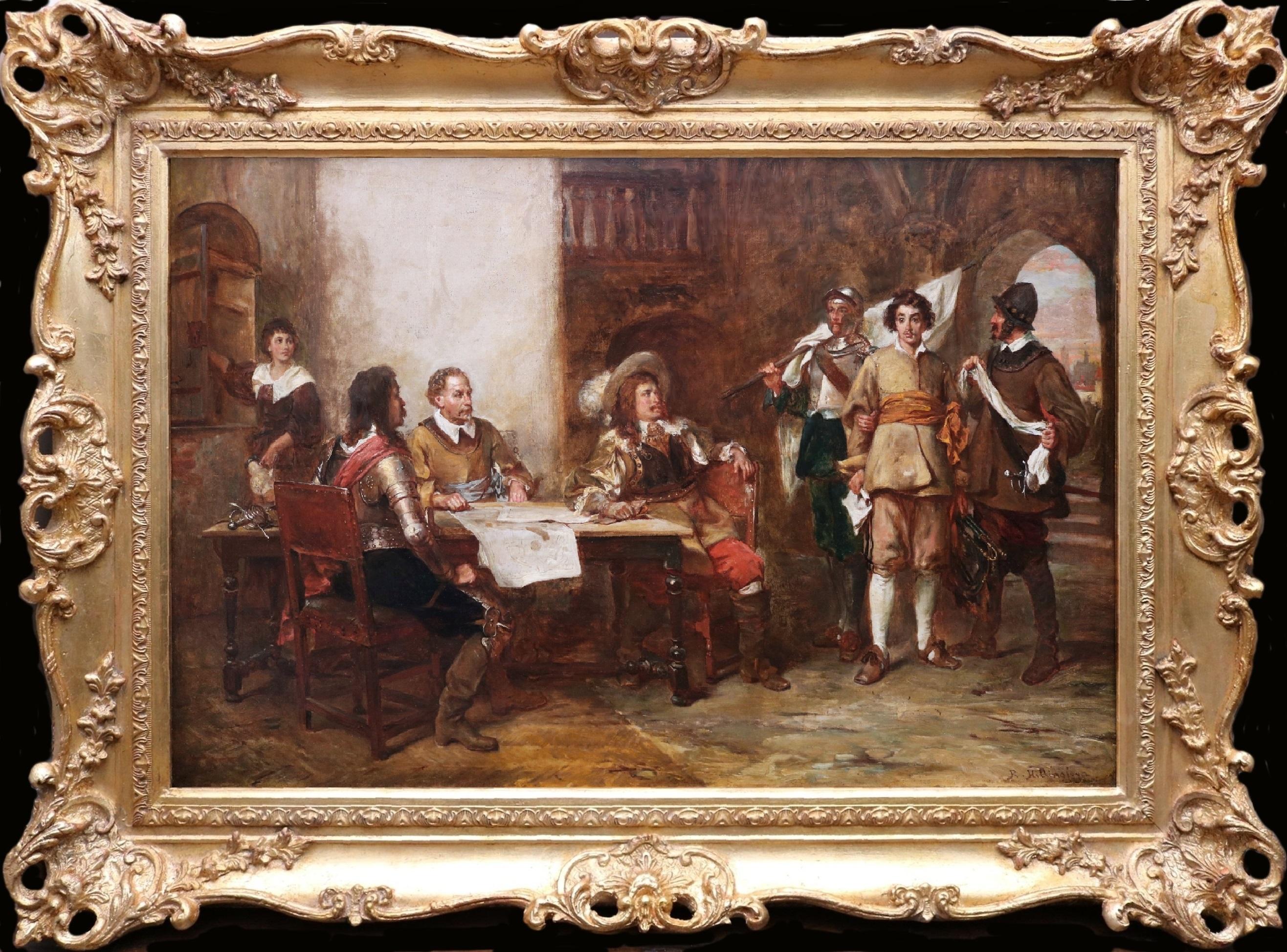Figurative Painting Robert Alexander Hillingford - Siège d'Oxford - peinture à l'huile du 19e siècle Guerre civile anglaise Charles I Cromwell