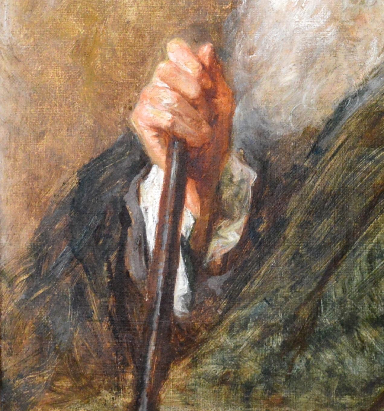 The Highlander - 19th Century Portrait Oil Painting of Scottish Highlander - Brown Figurative Painting by Robert Alexander Hillingford