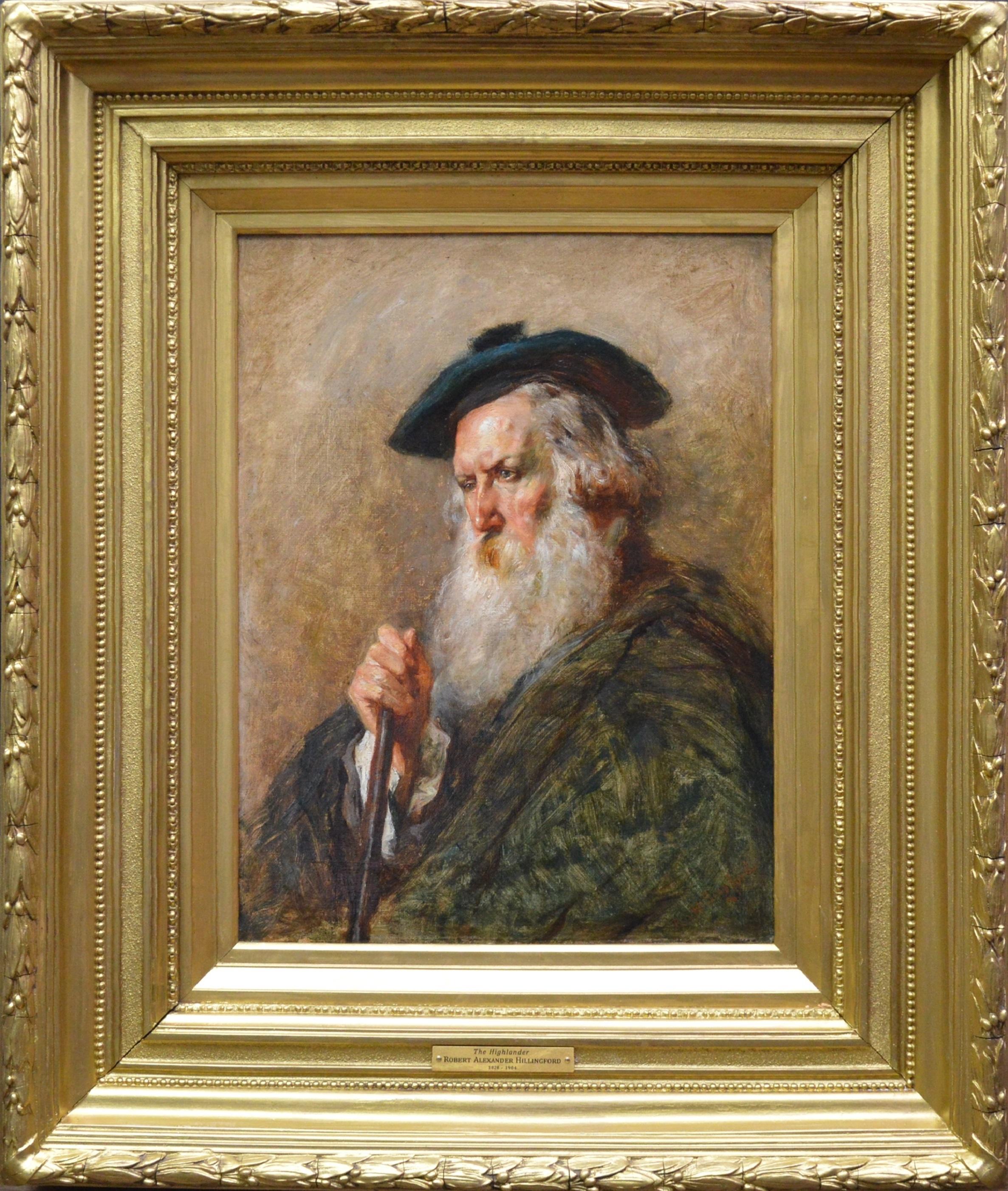 Robert Alexander Hillingford Figurative Painting - The Highlander - 19th Century Portrait Oil Painting of Scottish Highlander