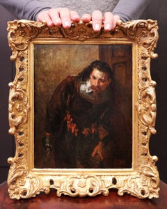 The Plot Revealed - 19th Century English Civil War Oil Painting Sir Walter Scott