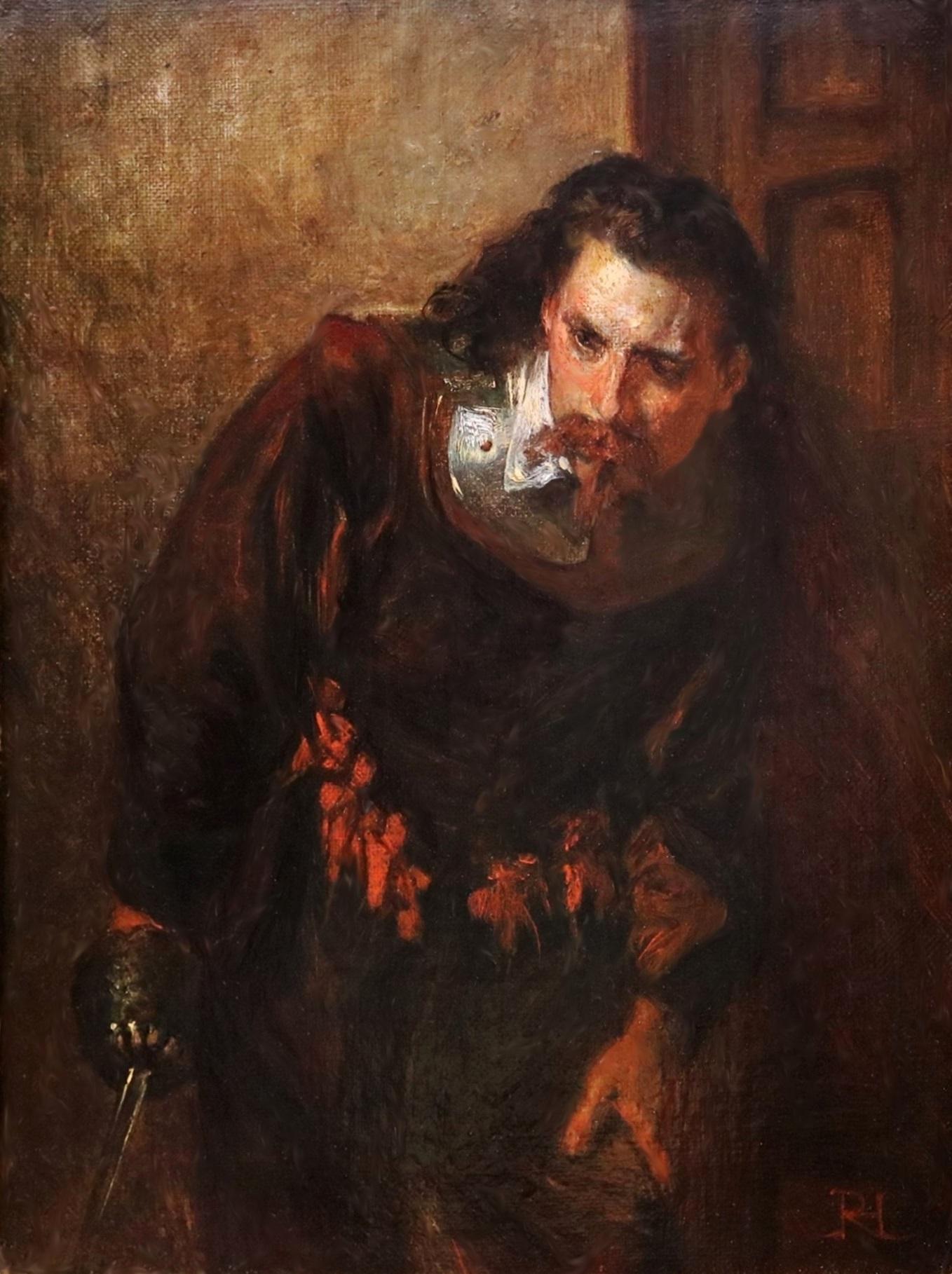 « The Plot Revealed » - Peinture à l'huile de Sir Walter Scott datant de la guerre civile anglaise du 19e siècle - École anglaise Painting par Robert Alexander Hillingford
