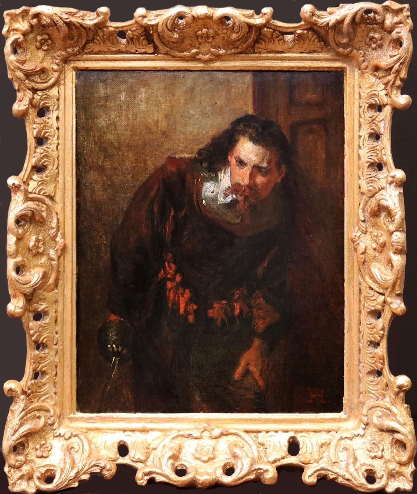 Figurative Painting Robert Alexander Hillingford - « The Plot Revealed » - Peinture à l'huile de Sir Walter Scott datant de la guerre civile anglaise du 19e siècle