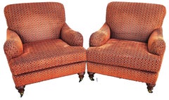 Robert Allen Club Chairs Plush English Pair
