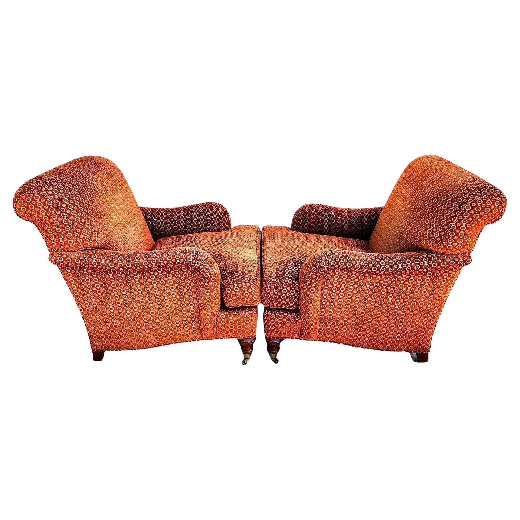 Robert Allen Club Chairs Plush English Pair For Sale