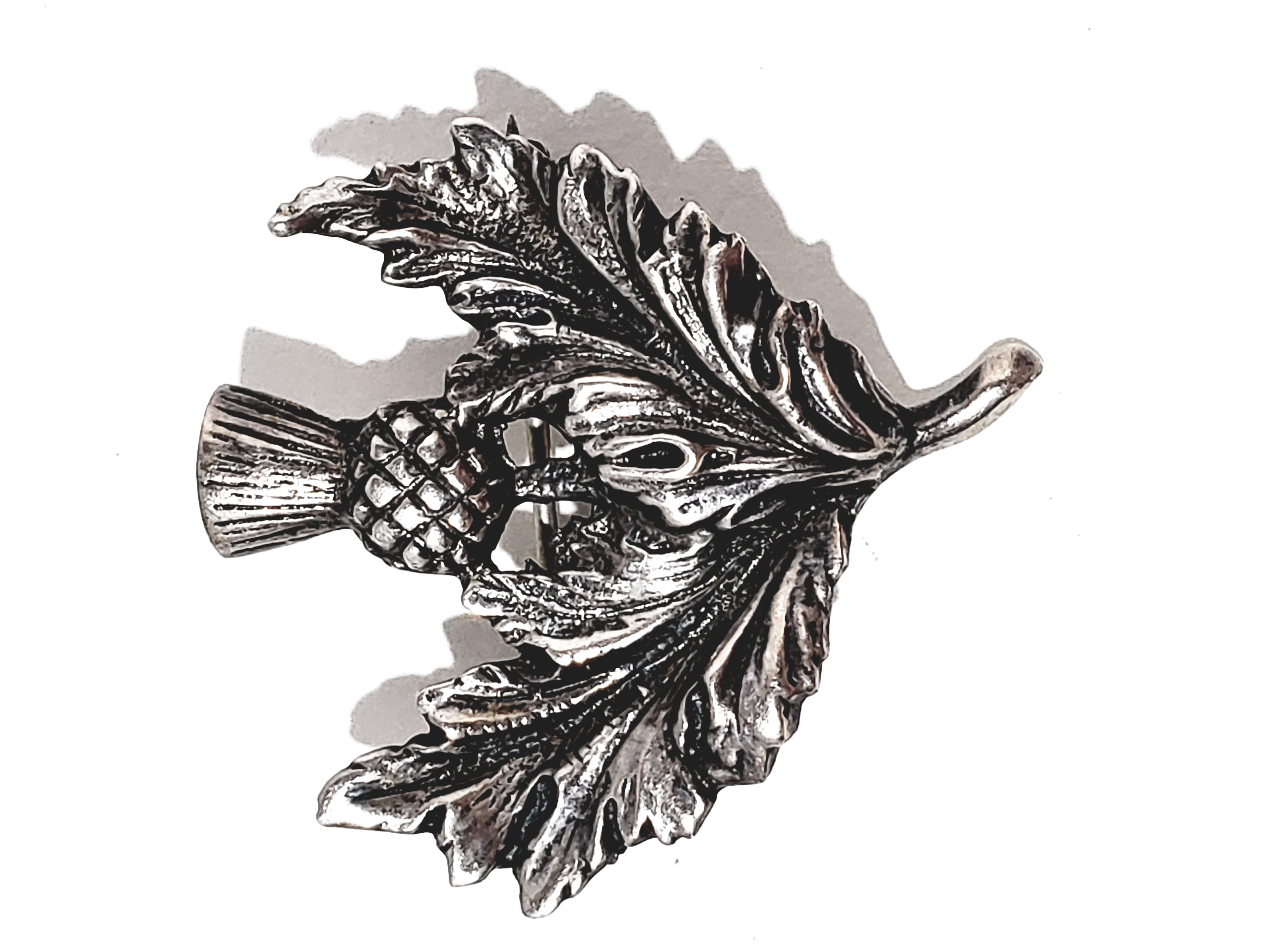 Robert Allison Sterling Silver Thistle Brooch, circa 1953 In Good Condition In Washington Depot, CT