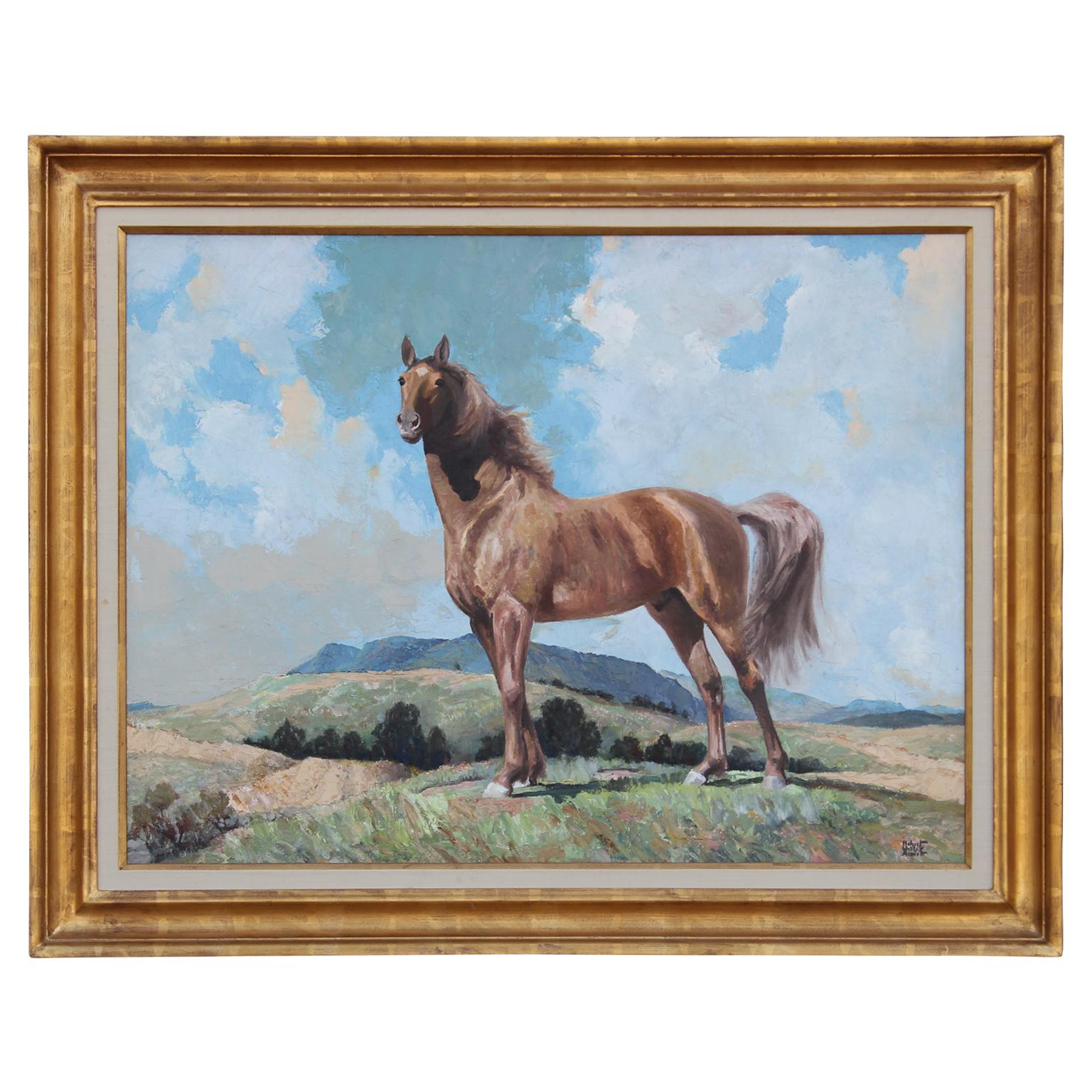 Robert Amick Landscape Painting - Horse Portrait Landscape