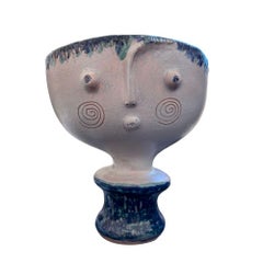 Jarrón visage bleu