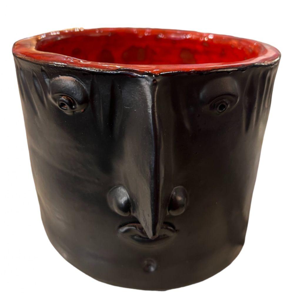 Jarrón visage Noir et Rouge