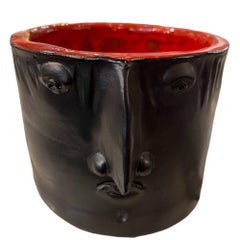 Vase visage Noir et Rouge