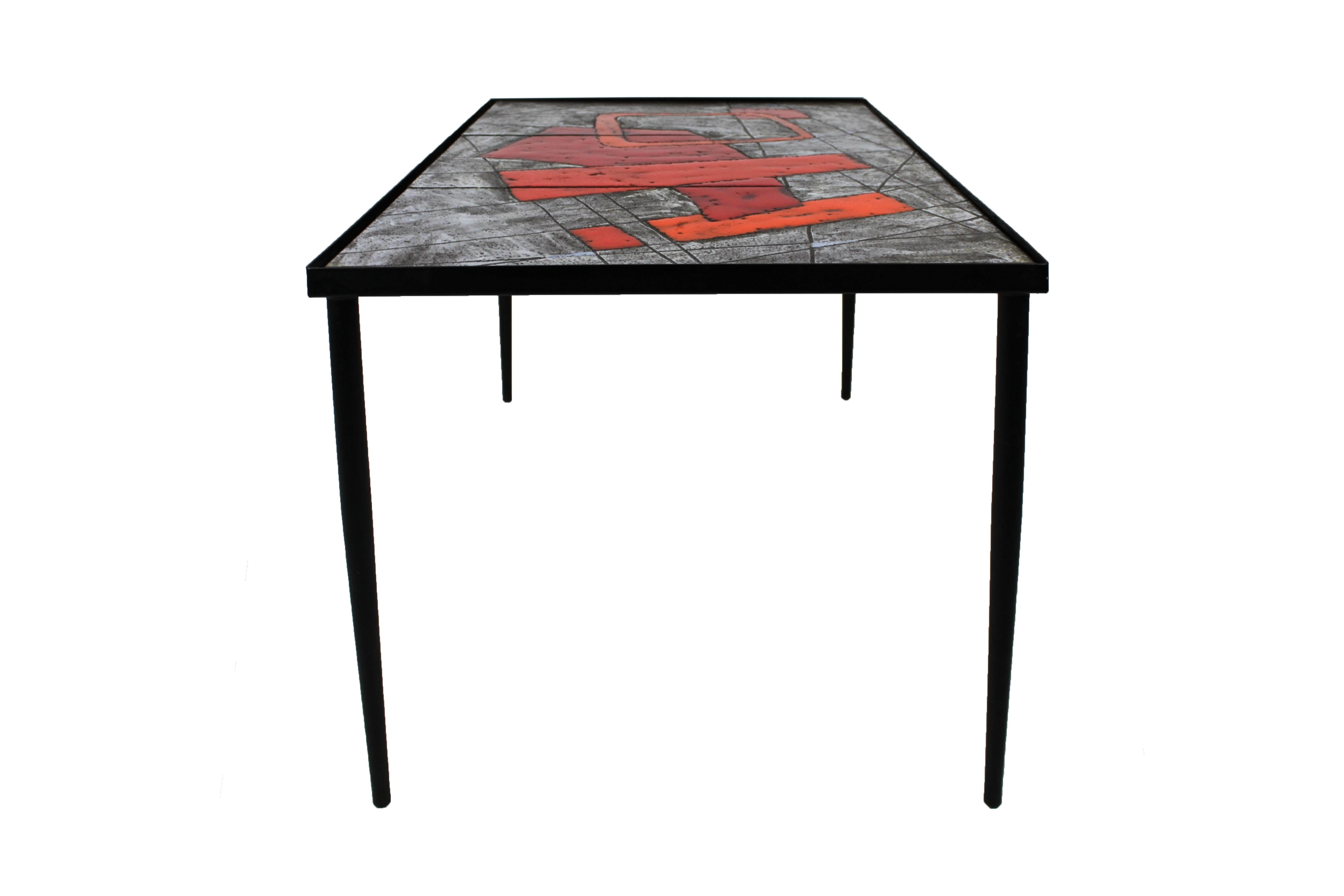 Mid-Century Modern Robert and Jean Cloutier Ceramic Coffee Table, circa 1960, France For Sale