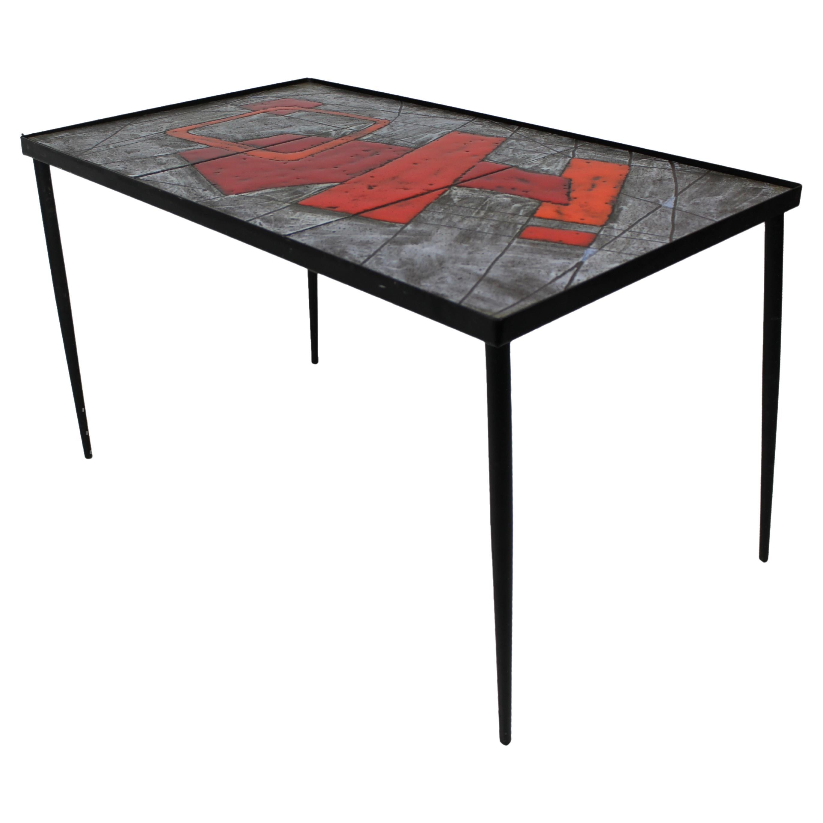 Robert and Jean Cloutier Ceramic Coffee Table, circa 1960, France For Sale