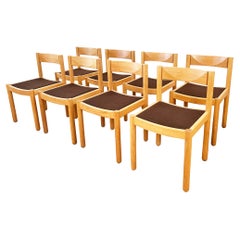Robert and Trix Haussmann Chaises de salle à manger en Oak Midcentury 1963 Set of Six, 8 Pcs