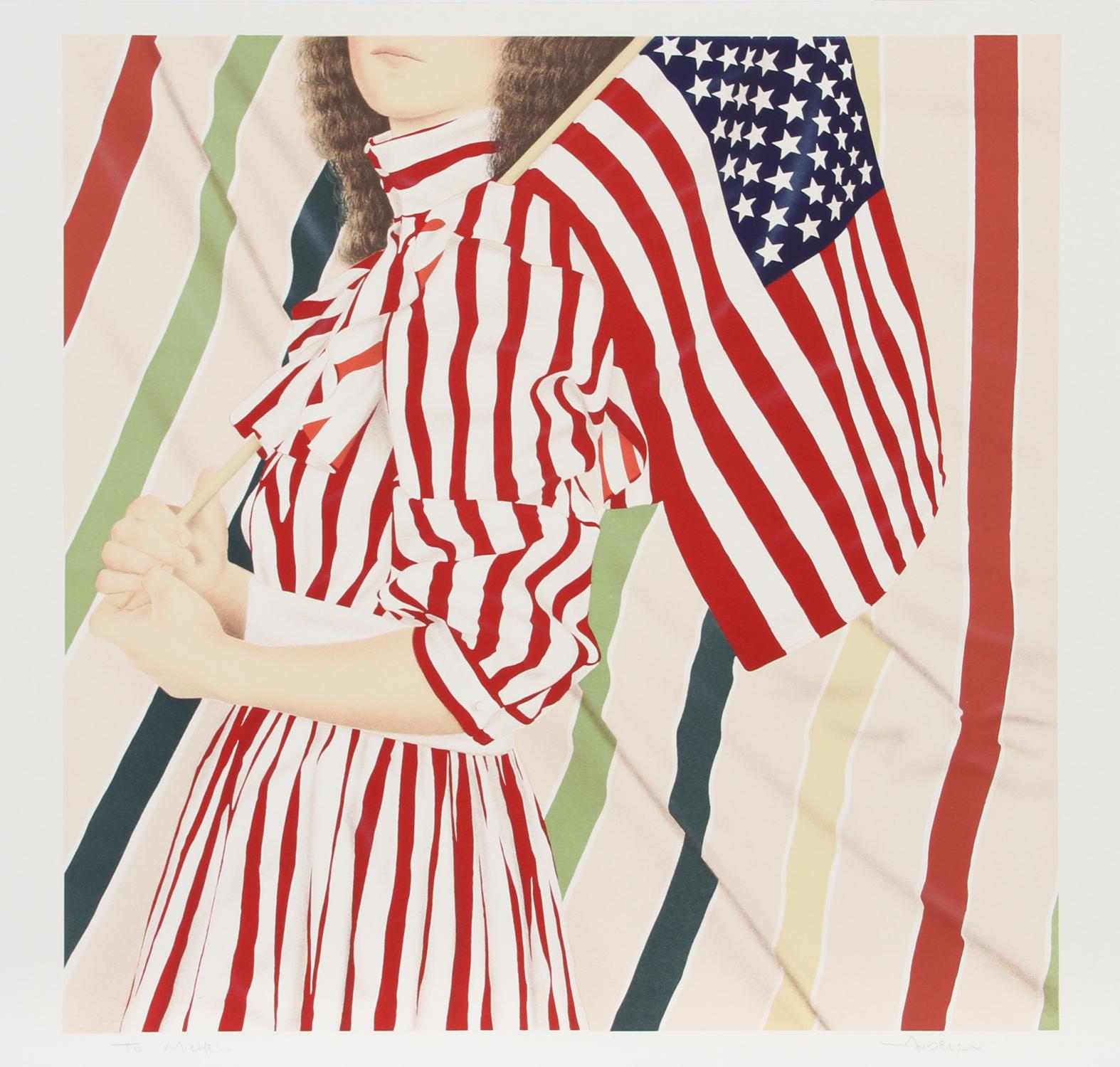 Artiste : Robert Anderson, américain (1945 - 2010)
Titre : American Girl
Année : vers 1979
Medium : Lithographie, signé au crayon
Edition : 300
Taille de l'image : 23.5 x 23.5 pouces
Taille : 26 in. x 29 in. (66,04 cm x 73,66 cm)