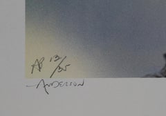 Blue Pegasus, Surrealist Lithograph by Robert Anderson