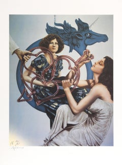 Blue Pegasus, Surrealist Lithograph by Robert Anderson