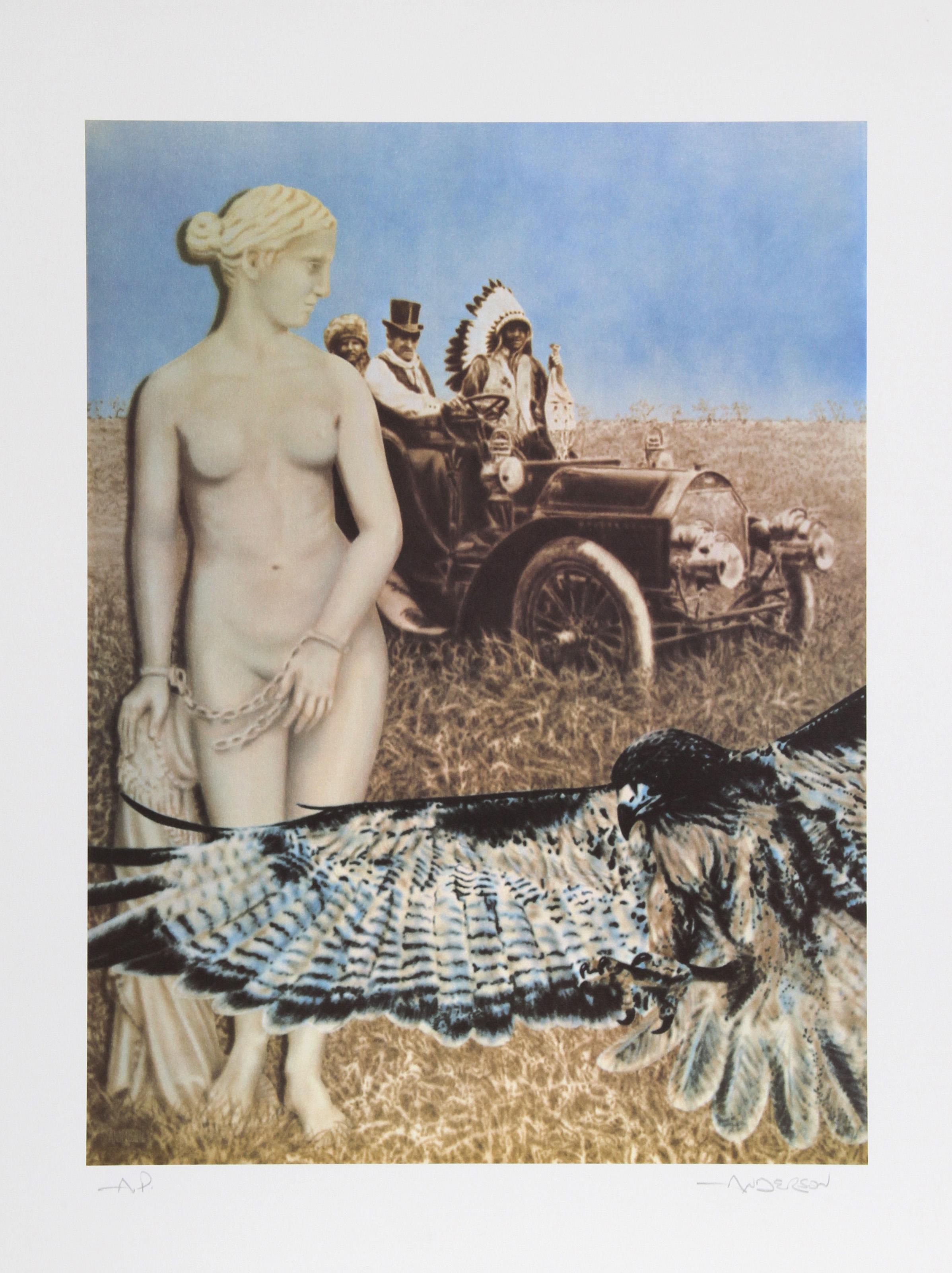 Robert Anderson, American (1945 - 2010) - Hopelessly Watching, Year:  circa 1979, Medium:  Lithograph, signed and numbered in pencil, Edition:  250, AP, Image Size:  21 x 16 inches, Size:  28 in. x 20 in. (71.12 cm x 50.8 cm) 