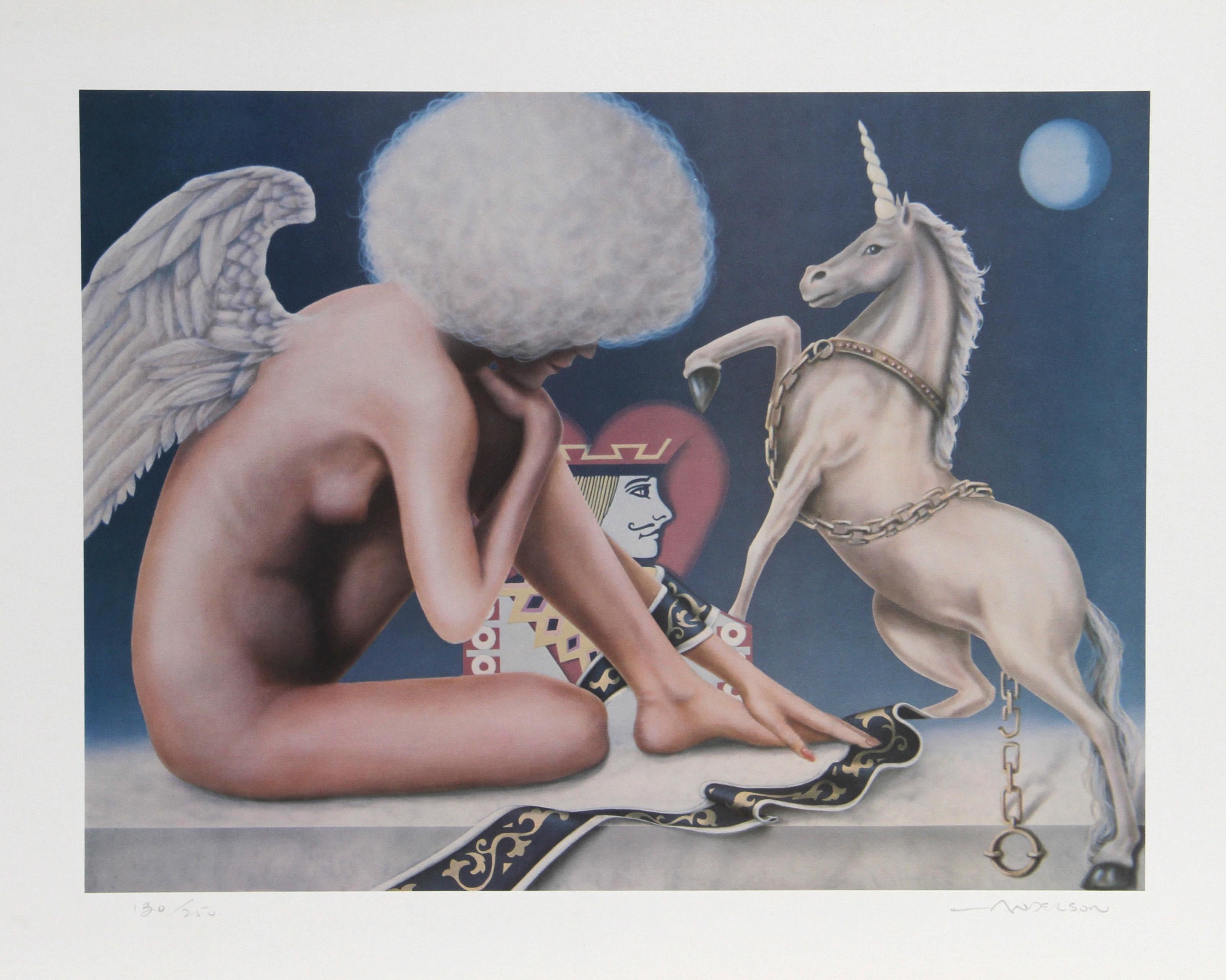 Jack of Hearts, lithographie surréaliste de Robert Anderson