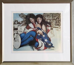 Ladies in Flag, Surrealist Lithograph by Robert Anderson