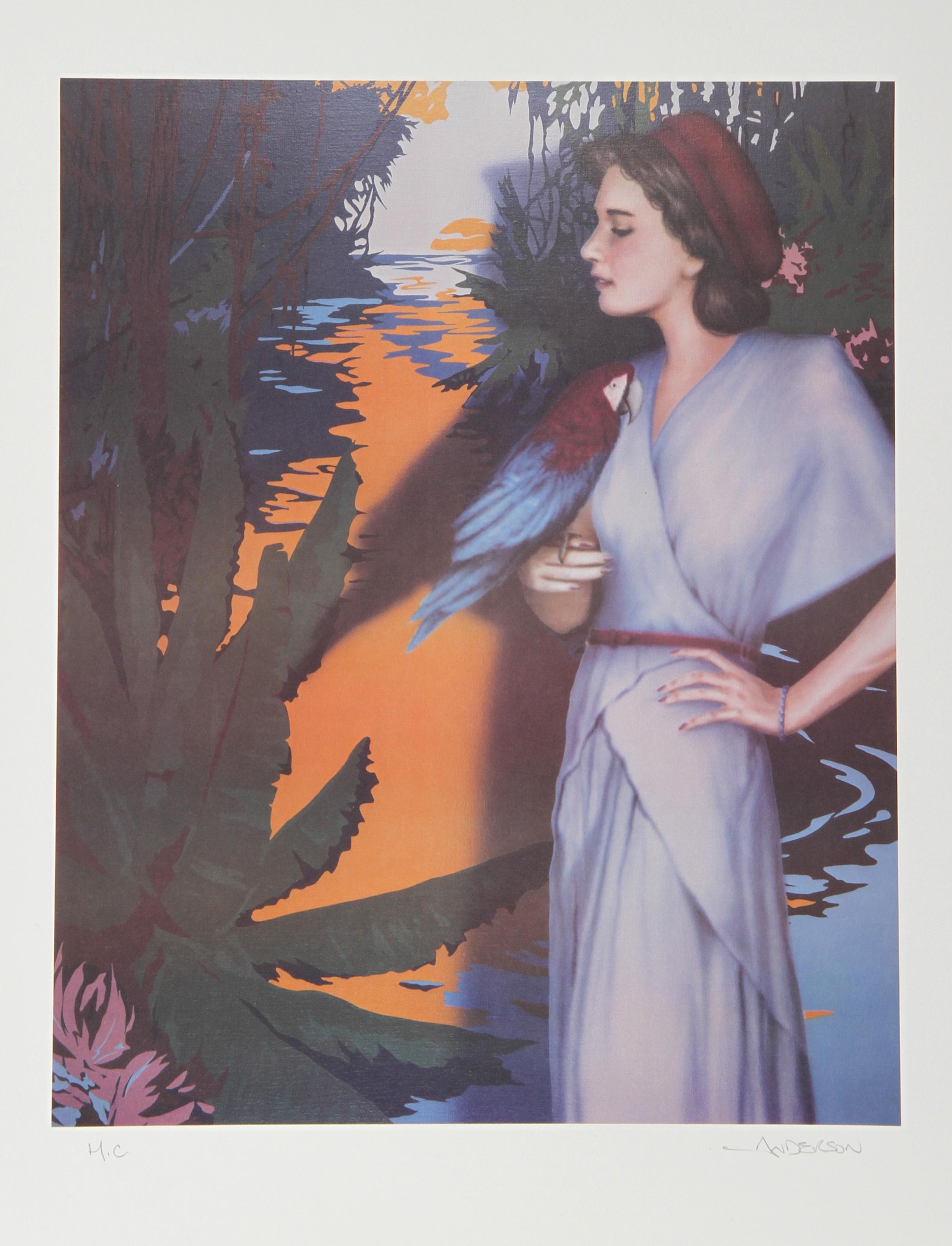 Robert Anderson, American (1945 - 2010) - On the Amazon, Year:  circa 1980, Medium:  Lithograph, signed and numbered in pencil, Edition:  250, AP, HC, Image Size:  19.5 x 16 inches, Size:  28 in. x 20 in. (71.12 cm x 50.8 cm) 