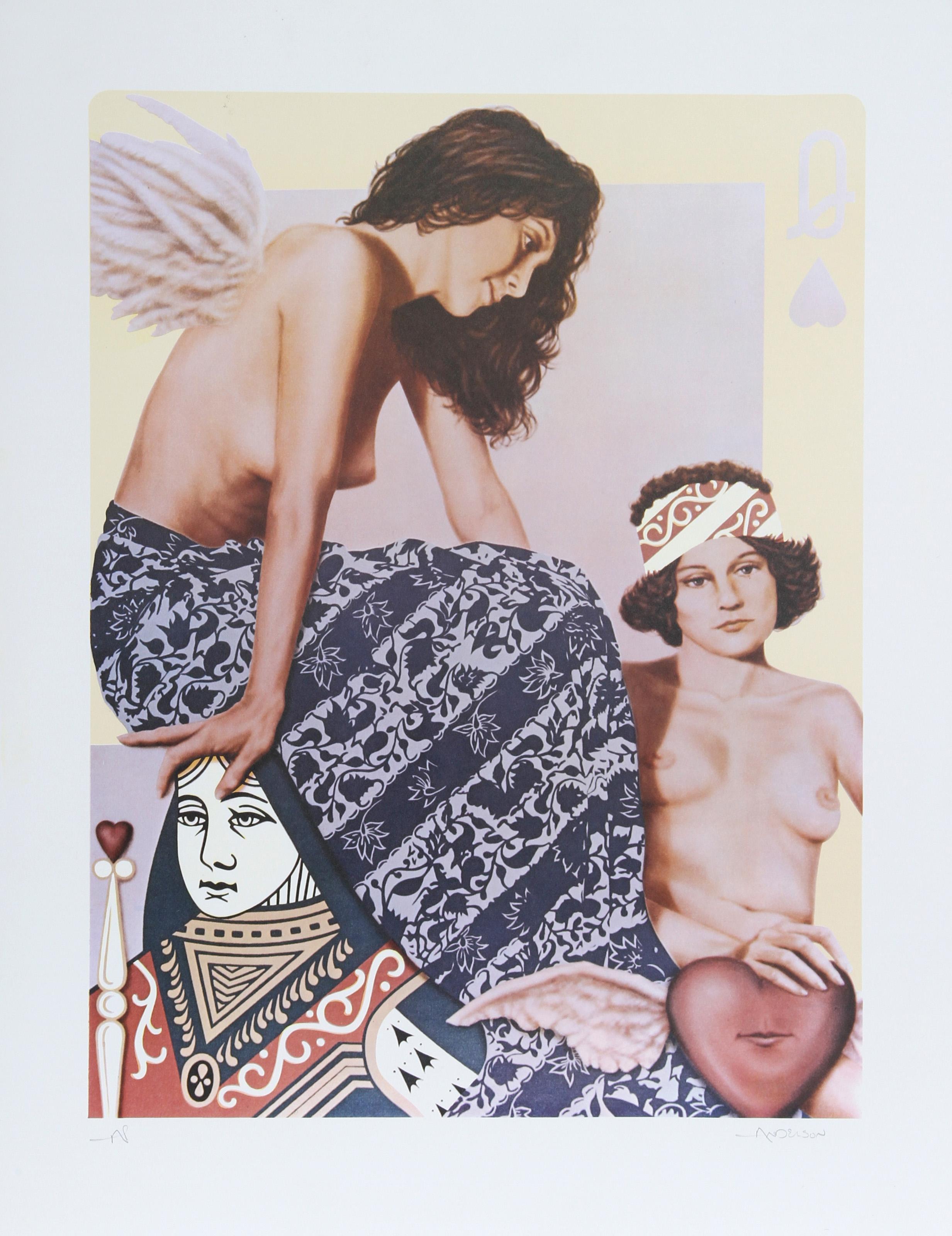 Robert Anderson, americano (1945 - 2010) - Regina di cuori, Anno:  1978, Medio:  Litografia, firmata e numerata a matita, Edizione:  250, AP, PP, Dimensioni immagine:  22,5 x 17 pollici, Dimensioni:  27,5 pollici x 21 pollici (69,85 cm x 53,34 cm) 