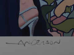 The Queen's Masque, Psychedelic Art Lithographie der Königin von Robert Anderson