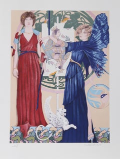 The Queen's Masque, Psychedelic Art Lithograph by Robert Anderson
