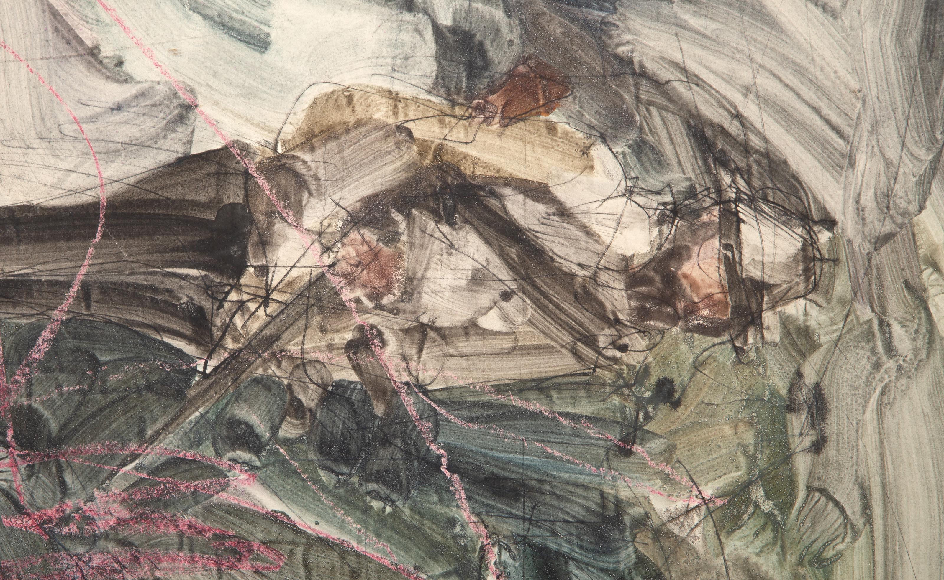 Composizione astratta, Guazzo espressionista astratto su tavola - Painting di Robert Andrew Parker