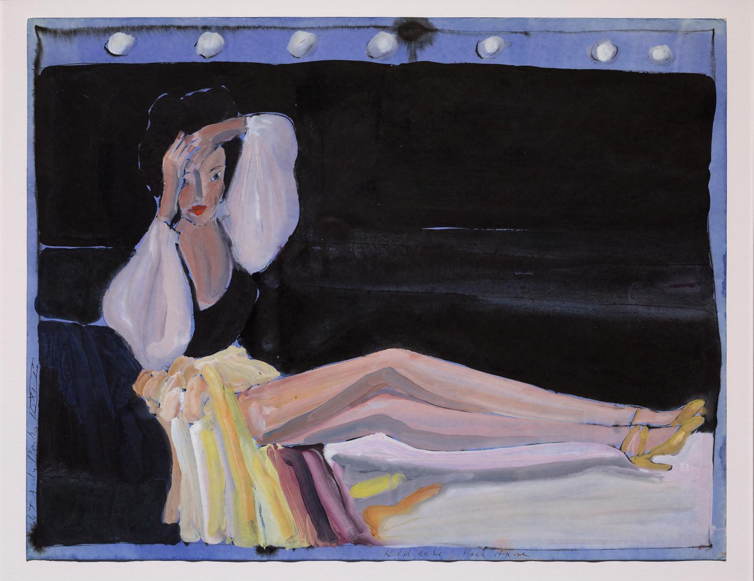 „“Headache-Rückseite“, liegende weibliche Figur, Gouache auf Papier – Painting von Robert Andrew Parker