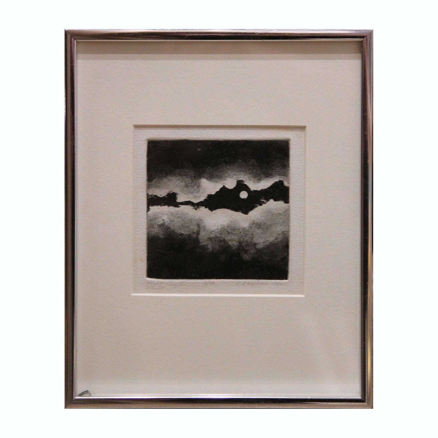 Robert Angeloch Abstract Print - "Night Sky II" Black and White Abstract Aquatint 3/10