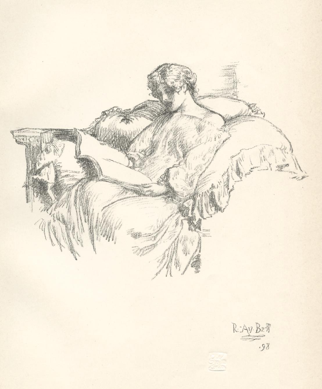 "La partitura" litografía original - Print de Robert Anning Bell