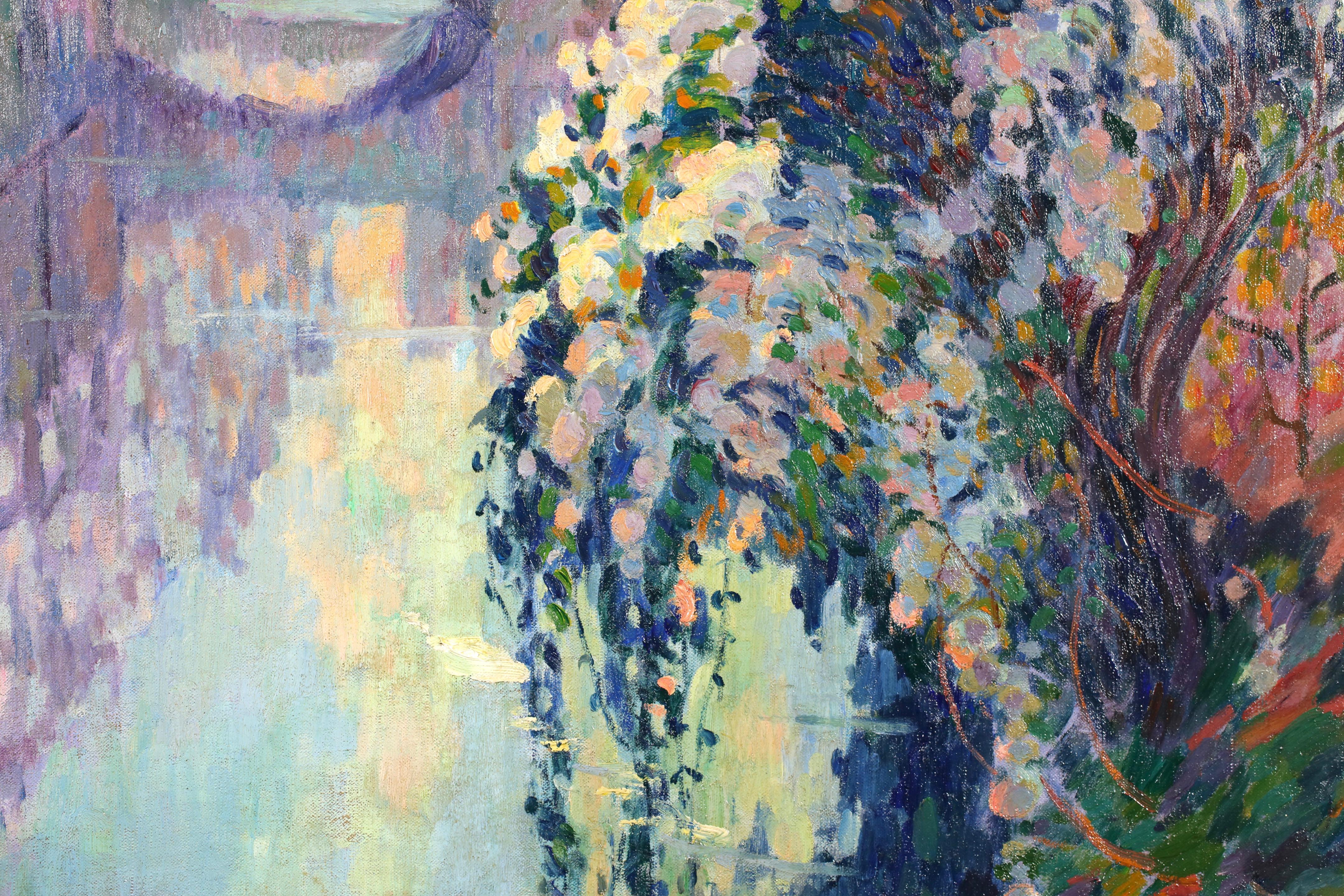 Arbres en fleurs - Post Impressionist River Landscape Oil by Robert Pinchon For Sale 5