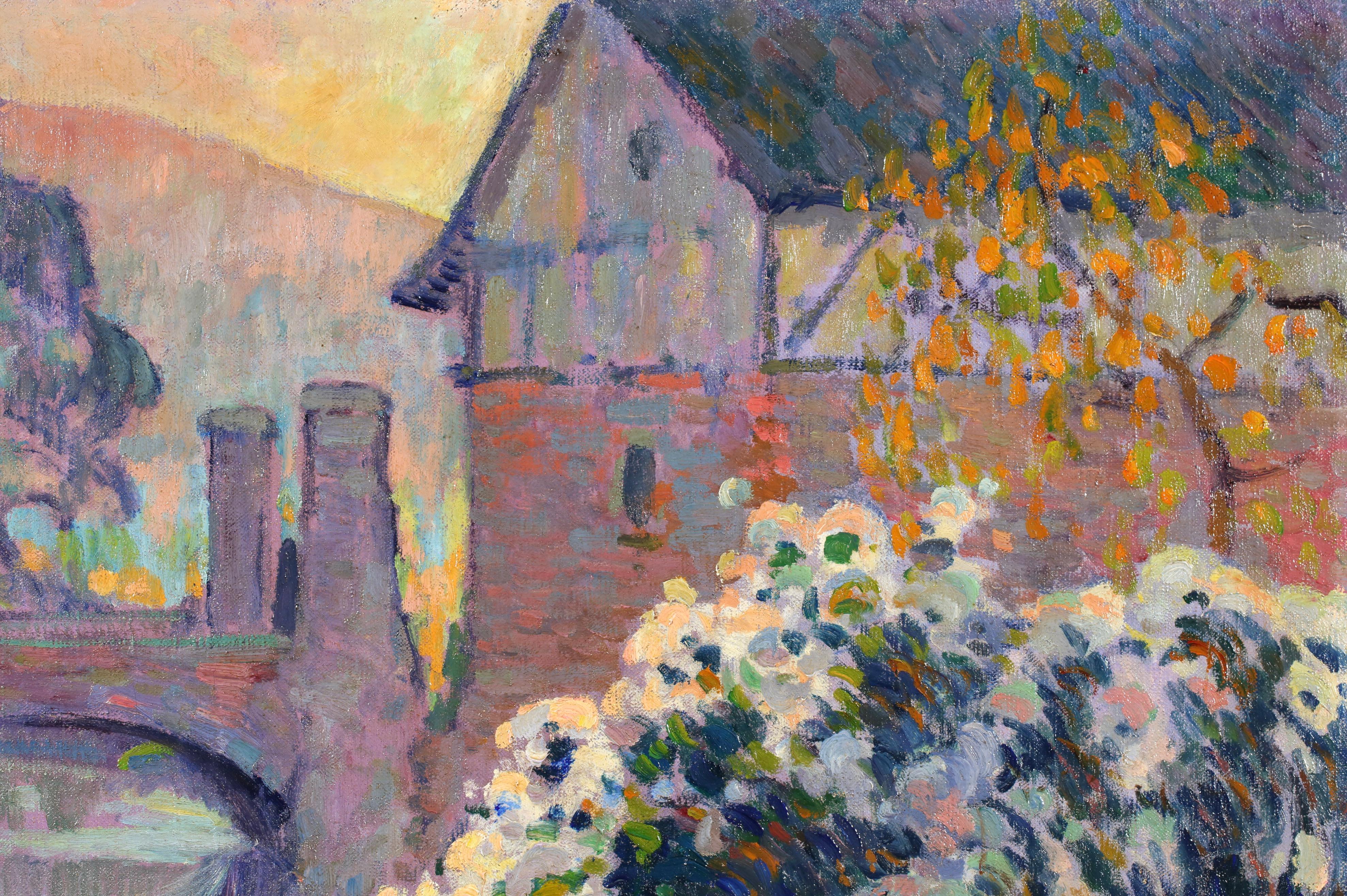 Arbres en fleurs - Post Impressionist River Landscape Oil by Robert Pinchon For Sale 2