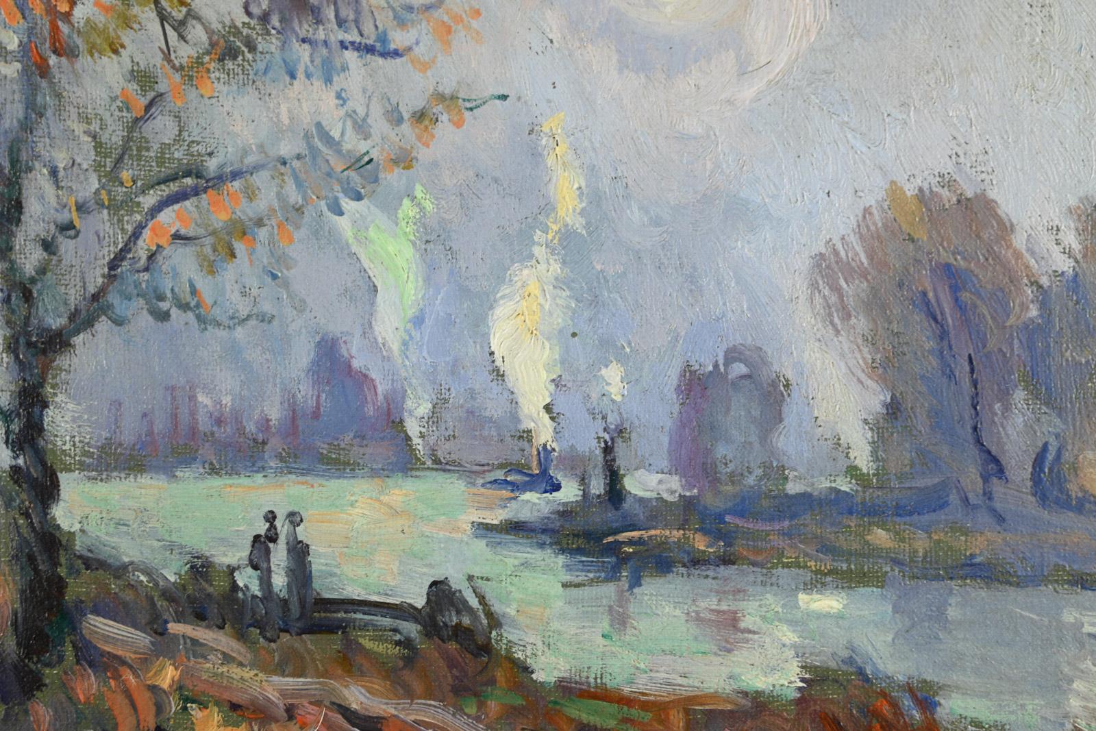 Bord de Seine automnal - Brown Landscape Painting by Robert Antoine Pinchon