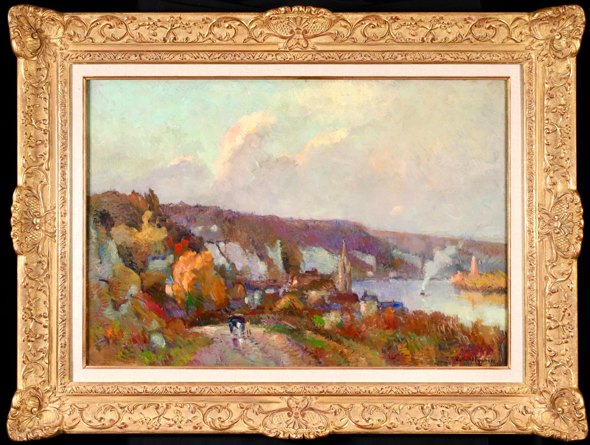 Duclair - La Seine - Post Impressionist Oil, River Landscape by Robert Pinchon