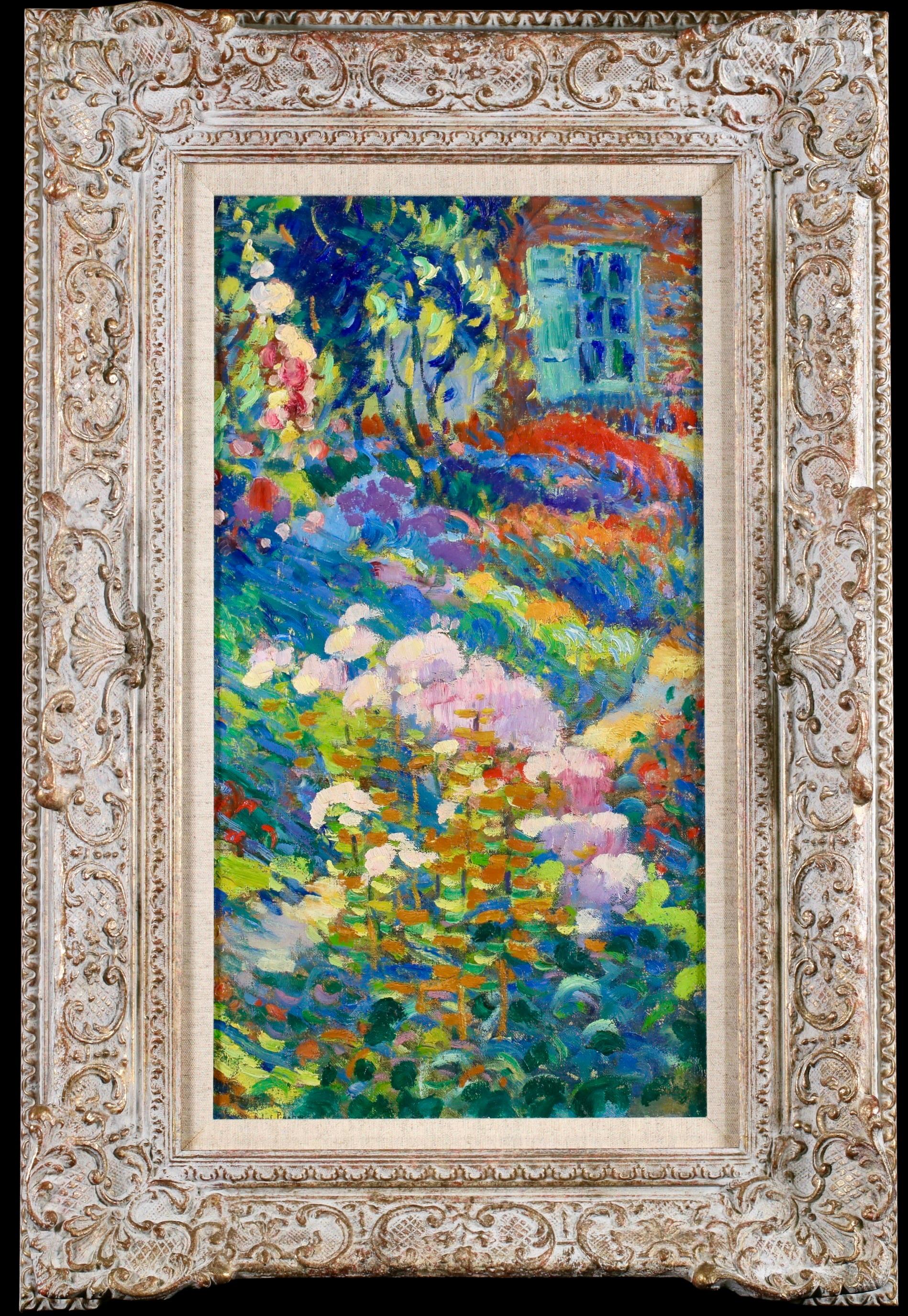 Fleurs dans le Jardin - Post Impressionist Landscape Oil by Robert Pinchon