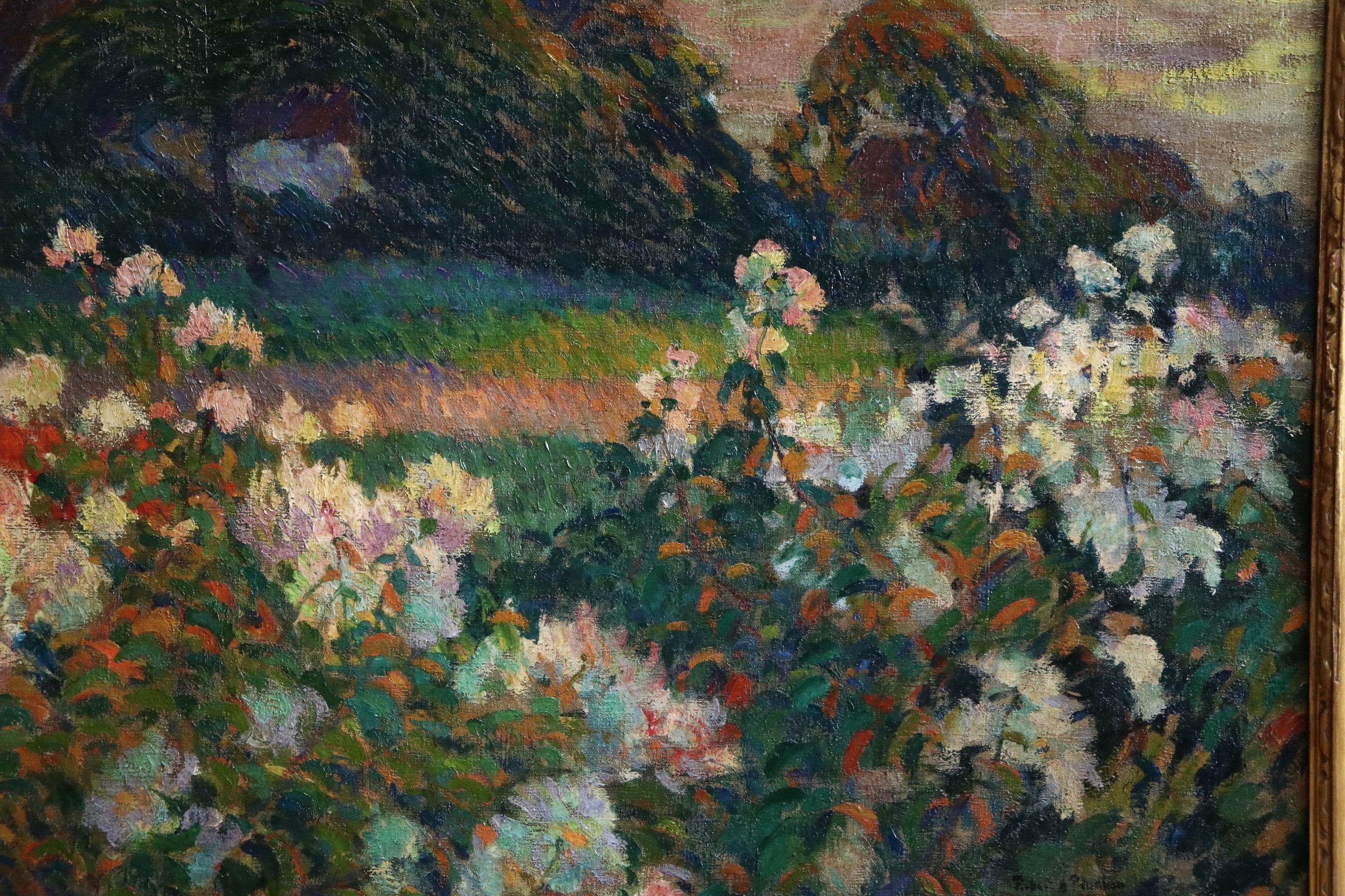 Fleurs de Champs - Huile du 20ème siècle:: Fleurs par Cottage dans un paysage de Pinchon 3