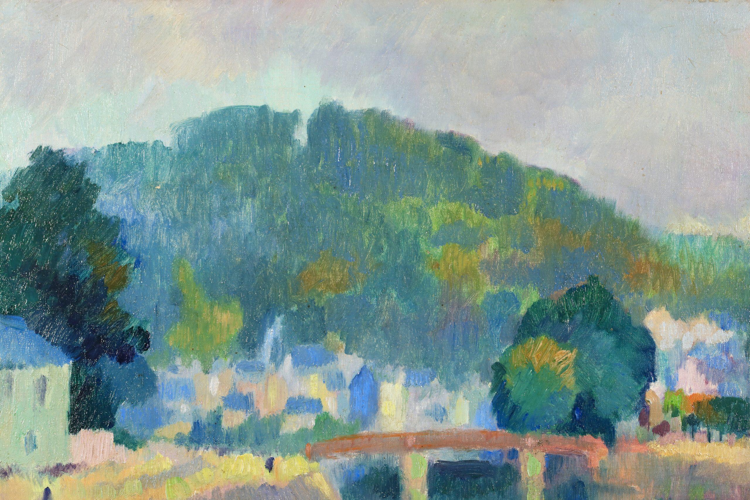 La Colline Saint Catherine - Paisaje postimpresionista Óleo de Robert Pinchon - Painting de Robert Antoine Pinchon